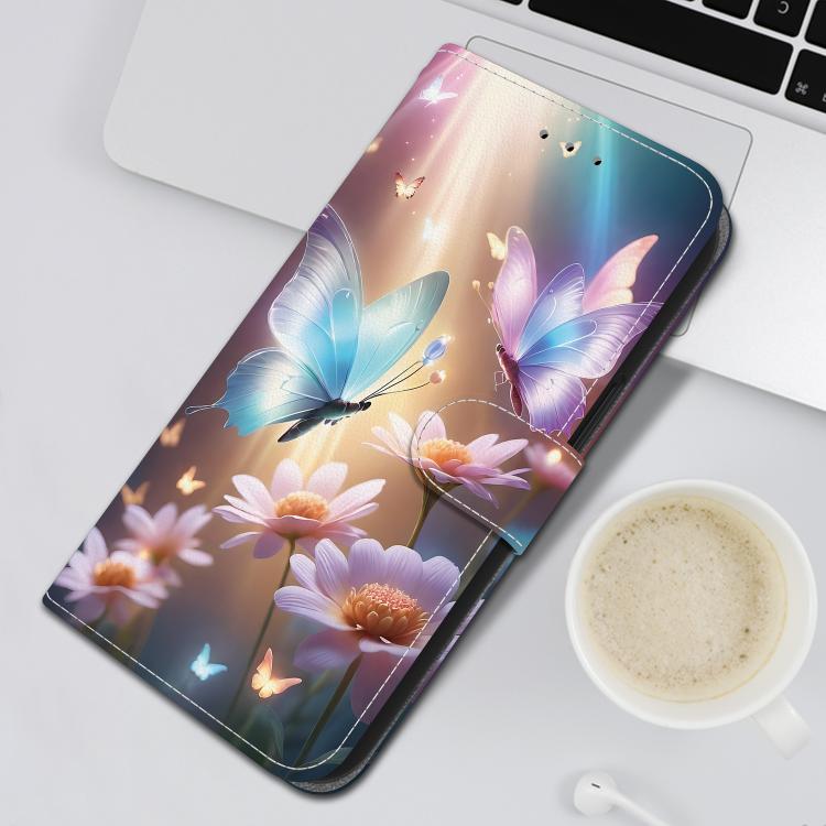 For iPhone 16e Crystal Texture Colored Drawing Leather Phone Case(Butterfly Love Flower) - free shipping - PMC TechLife - Order now!