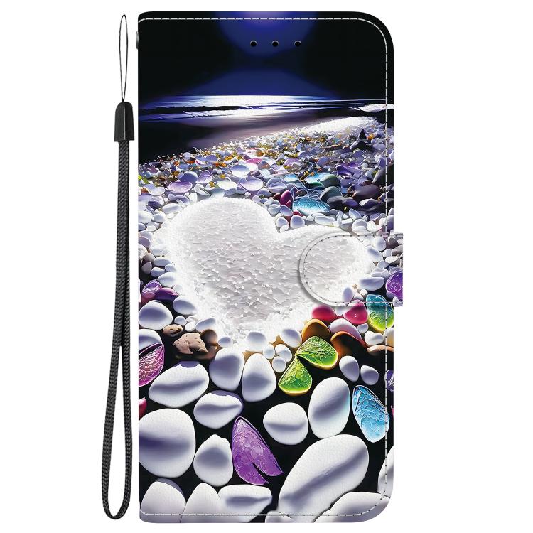 For iPhone 16e Crystal Texture Colored Drawing Leather Phone Case(Heart Shaped) - iPhone 16e Cases by PMC TechLife | Online Shopping South Africa | PMC TechLife | Buy Now Pay Later Mobicred
