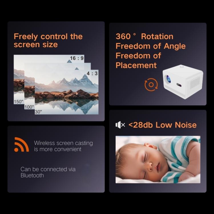 M10 1280 x 720P 200ANSI Amlogic H713 CPU Android 11.0 Smart Projector, UK Plug(White) - LED Projector by PMC TechLife | Online Shopping South Africa | PMC TechLife | Buy Now Pay Later Mobicred