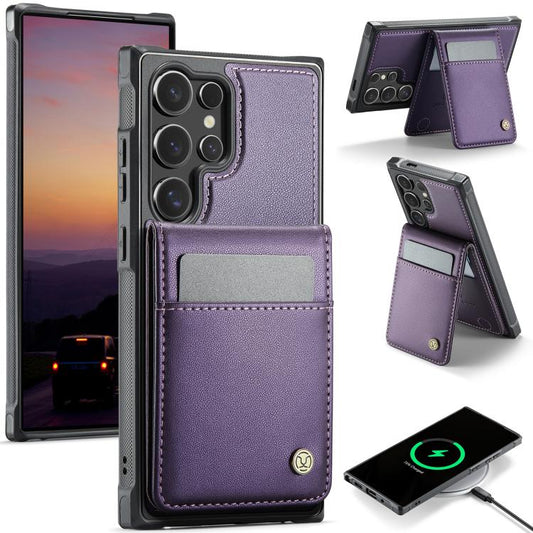 For Samsung Galaxy S25 Ultra 5G JEEHOOD J06 British Style RFID MagSafe Card Bag PU Phone Case(Purple) - Galaxy S25 Ultra 5G Cases by JEEHOOD | Online Shopping South Africa | PMC Jewellery | Buy Now Pay Later Mobicred