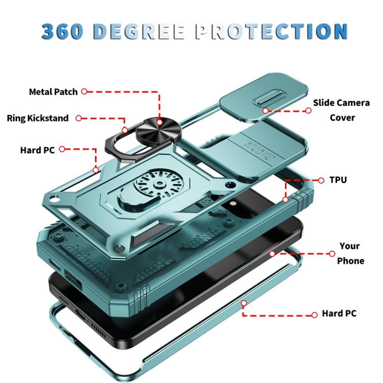 For Samsung Galaxy S25+ 5G Sliding Camshield TPU Hybrid PC Phone Case with Holder(Green) - Galaxy S25+ 5G Cases by PMC Jewellery | Online Shopping South Africa | PMC Jewellery | Buy Now Pay Later Mobicred