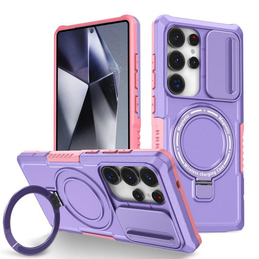 For Samsung Galaxy S25 Ultra 5G Sliding Camshield MagSafe Holder TPU Hybrid PC Phone Case(Pink Purple) - Galaxy S25 Ultra 5G Cases by PMC Jewellery | Online Shopping South Africa | PMC Jewellery | Buy Now Pay Later Mobicred