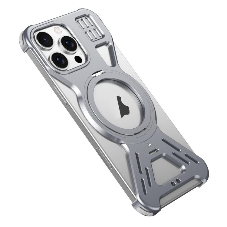 For iPhone 16 Pro Armor 360 Holder Frameless Alloy MagSafe Phone Case(Space Gray) - iPhone 16 Pro Cases by PMc TechLife | Online Shopping South Africa | PMc TechLife | Buy Now Pay Later Mobicred