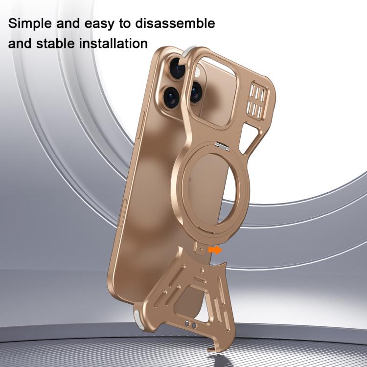 For iPhone 15 Armor 360 Holder Frameless Alloy MagSafe Phone Case(Black) - iPhone 15 Cases by PMc TechLife | Online Shopping South Africa | PMc TechLife | Buy Now Pay Later Mobicred