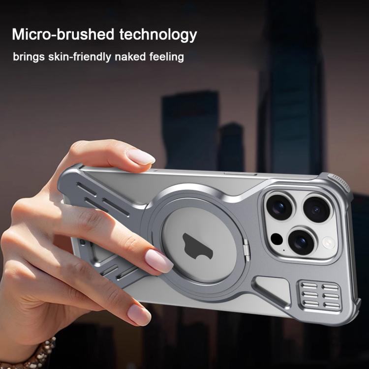 For iPhone 16 Pro Max Armor 360 Holder Frameless Alloy MagSafe Phone Case(Desert Gold) - iPhone 16 Pro Max Cases by PMc TechLife | Online Shopping South Africa | PMc TechLife | Buy Now Pay Later Mobicred
