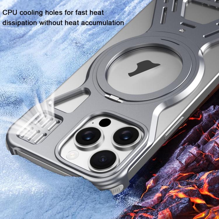 For iPhone 16 Pro Armor 360 Holder Frameless Alloy MagSafe Phone Case(Space Gray) - iPhone 16 Pro Cases by PMc TechLife | Online Shopping South Africa | PMc TechLife | Buy Now Pay Later Mobicred