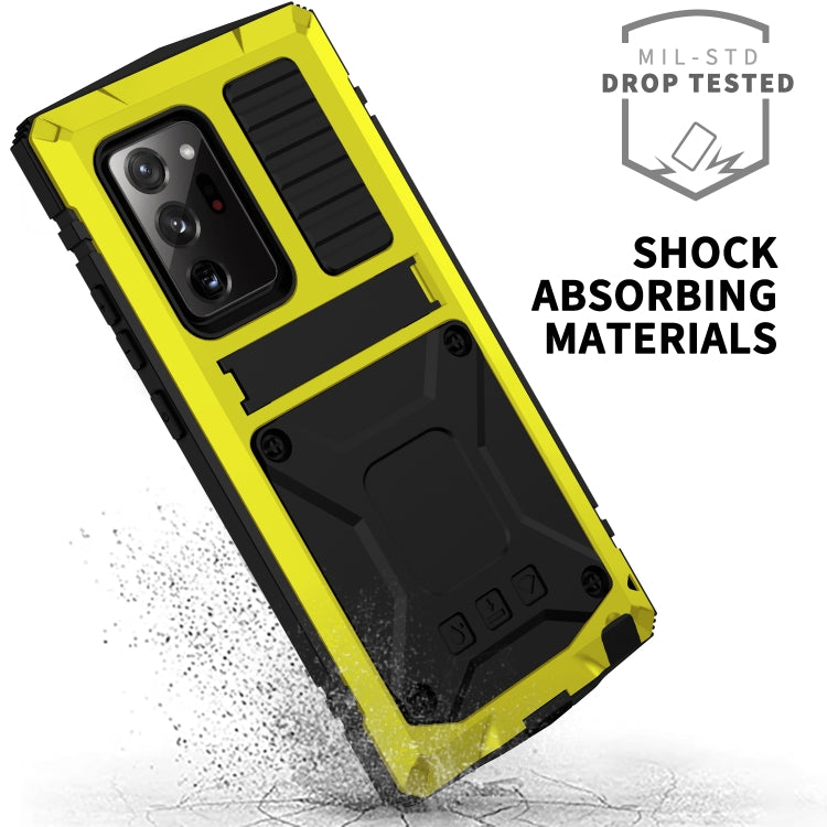 For Samsung Galaxy Note 20 R-JUST Shockproof Waterproof Dust-proof Metal + Silicone Protective Case with Holder(Yellow) - Galaxy Note20 Cases by R-JUST | Online Shopping South Africa | PMC TechLife | Buy Now Pay Later Mobicred