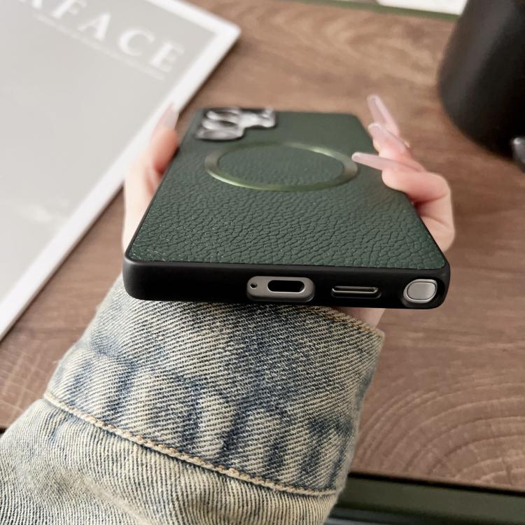 For Samsung Galaxy S25 Ultra 5G CD Magsafe Magnetic Litchi Texture Phone Case(Blue) - Galaxy S25 Ultra 5G Cases by PMC TechLife | Online Shopping South Africa | PMC TechLife | Buy Now Pay Later Mobicred