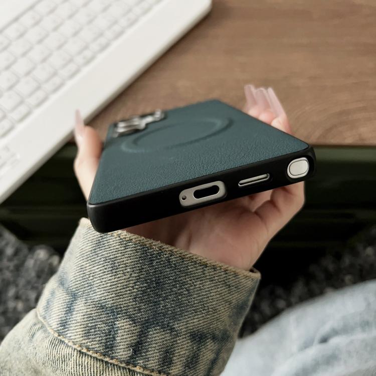 For Samsung Galaxy S25 Ultra 5G Magsafe Magnetic Plain Leather Phone Case(Black) - Galaxy S25 Ultra 5G Cases by PMC TechLife | Online Shopping South Africa | PMC TechLife | Buy Now Pay Later Mobicred
