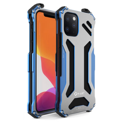 For iPhone 12 / 12 Pro R-JUST Shockproof Armor Metal Protective Case(Blue) - iPhone 12 / 12 Pro Cases by R-JUST | Online Shopping South Africa | PMC Jewellery