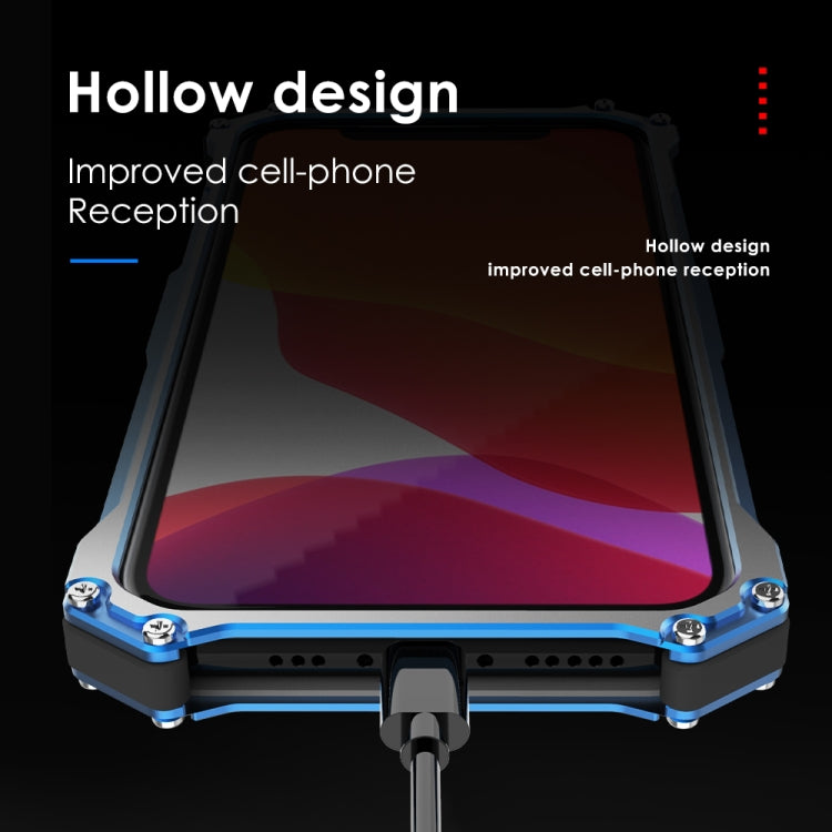 For iPhone 12 / 12 Pro R-JUST Shockproof Armor Metal Protective Case(Blue) - iPhone 12 / 12 Pro Cases by R-JUST | Online Shopping South Africa | PMC TechLife | Buy Now Pay Later Mobicred