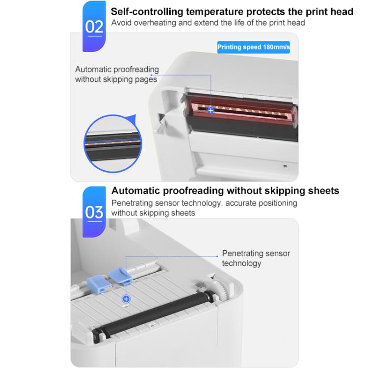 HPRT D35 Bluetooth Version Express Electronic Waybill Printer, Plug:US Plug(White) - Receipt Printers by PMC TechLife | Online Shopping South Africa | PMC TechLife | Buy Now Pay Later Mobicred