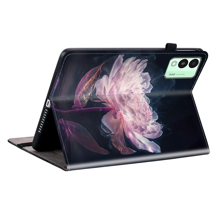 For Tecno Megapad 11 Crystal Texture Painted Leather Tablet Case(Purple Peony) - Others by PMC TechLife | Online Shopping South Africa | PMC TechLife | Buy Now Pay Later Mobicred