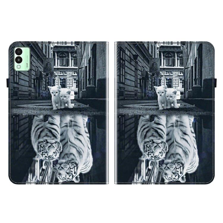 For Tecno Megapad 11 Crystal Texture Painted Leather Tablet Case(Cat Reflection Tiger) - Others by PMC TechLife | Online Shopping South Africa | PMC TechLife | Buy Now Pay Later Mobicred