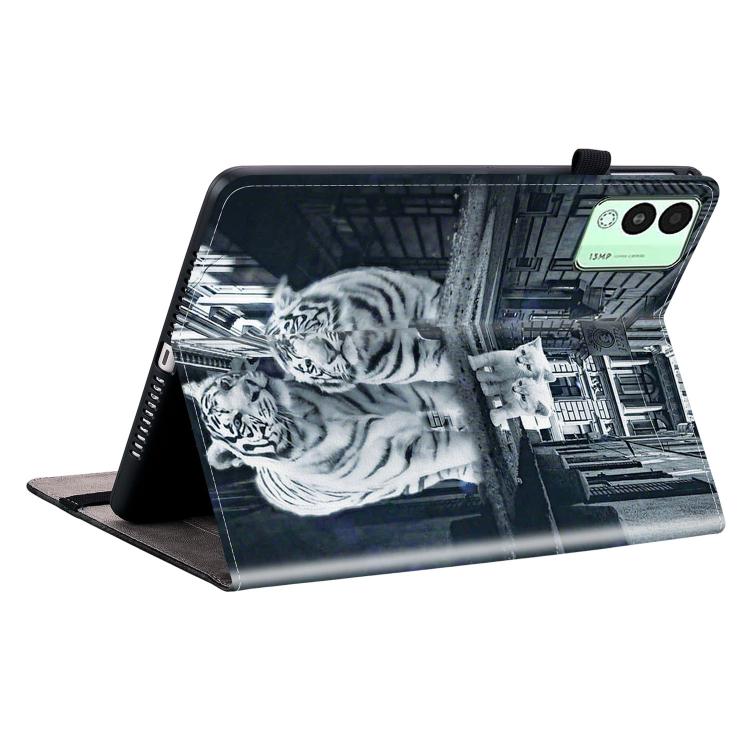 For Tecno Megapad 11 Crystal Texture Painted Leather Tablet Case(Cat Reflection Tiger) - Others by PMC TechLife | Online Shopping South Africa | PMC TechLife | Buy Now Pay Later Mobicred