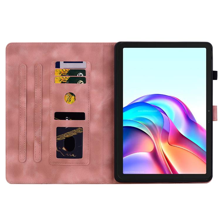 For Tecno Megapad 11 Lily Embossed Leather Tablet Case(Pink) - Others by PMC TechLife | Online Shopping South Africa | PMC TechLife | Buy Now Pay Later Mobicred