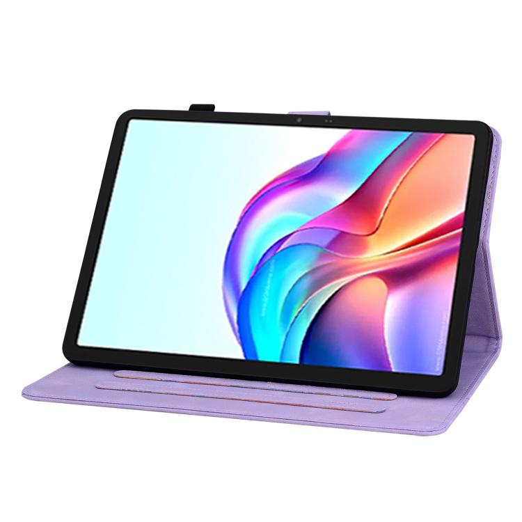 For Tecno Megapad 11 Lily Embossed Leather Tablet Case(Purple) - Others by PMC TechLife | Online Shopping South Africa | PMC TechLife | Buy Now Pay Later Mobicred