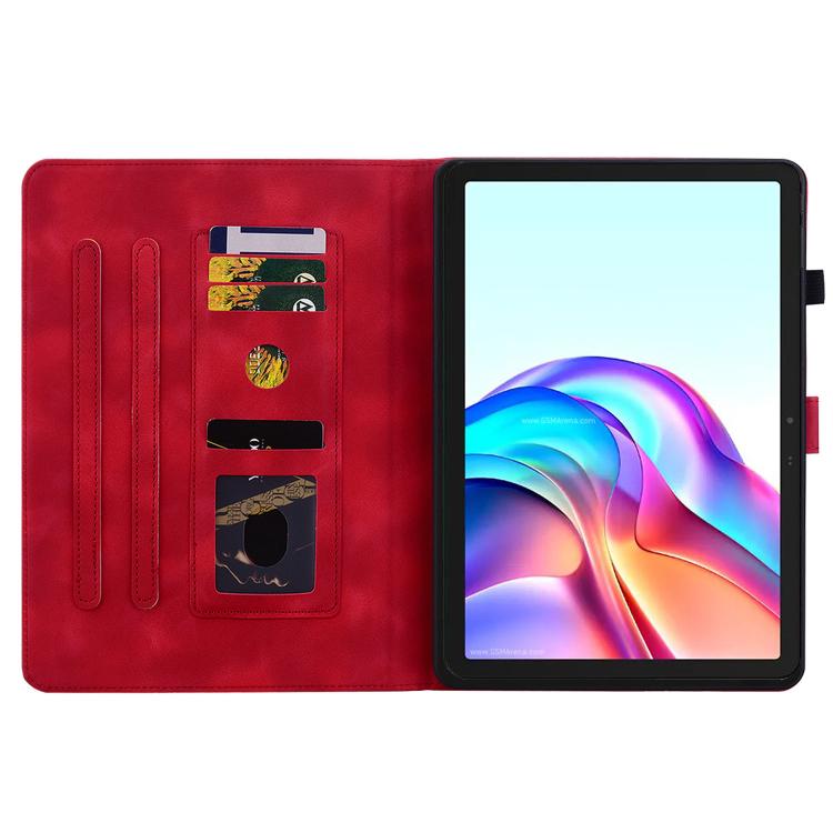 For Tecno Megapad 11 Lily Embossed Leather Tablet Case(Red) - Others by PMC TechLife | Online Shopping South Africa | PMC TechLife | Buy Now Pay Later Mobicred
