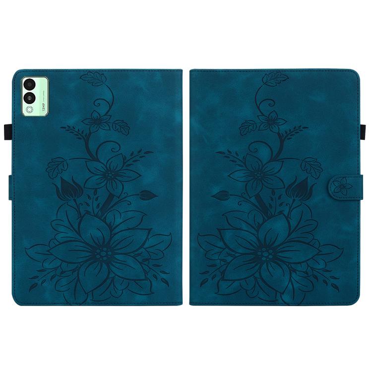 For Tecno Megapad 11 Lily Embossed Leather Tablet Case(Dark Blue) - Others by PMC TechLife | Online Shopping South Africa | PMC TechLife | Buy Now Pay Later Mobicred