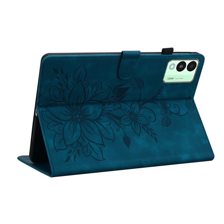 For Tecno Megapad 11 Lily Embossed Leather Tablet Case(Dark Blue) - Others by PMC TechLife | Online Shopping South Africa | PMC TechLife | Buy Now Pay Later Mobicred