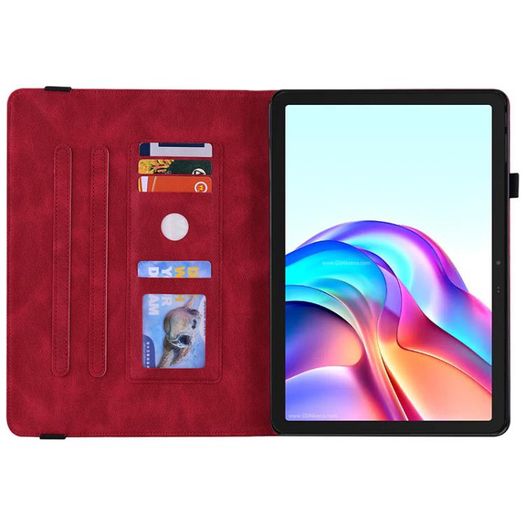 For Tecno Megapad 11 Butterfly Flower Embossed Leather Tablet Case(Red) - Others by PMC TechLife | Online Shopping South Africa | PMC TechLife | Buy Now Pay Later Mobicred