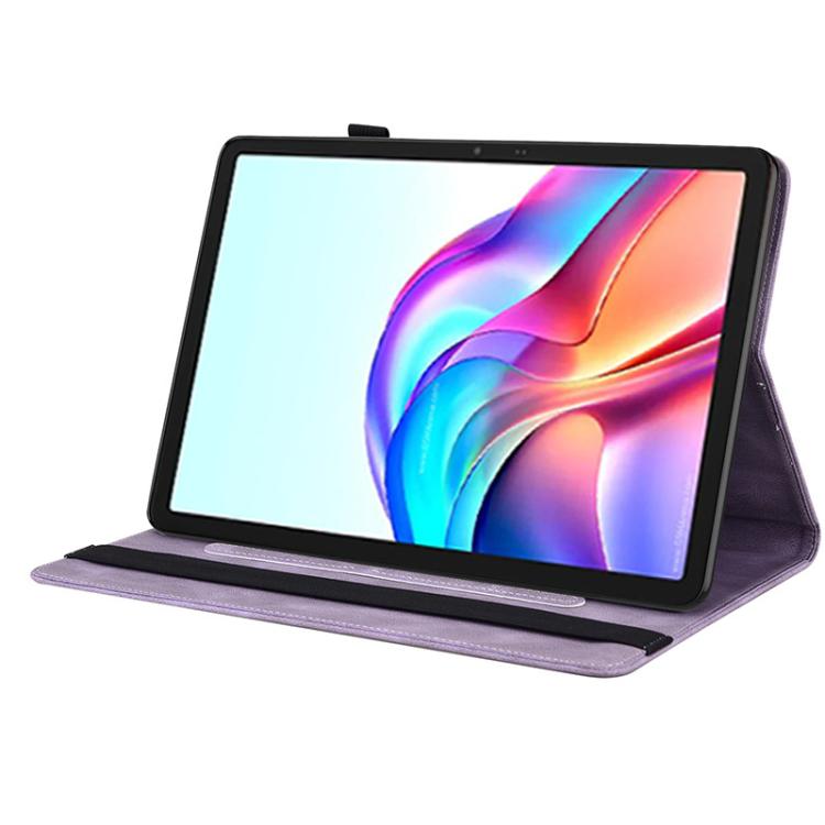 For Tecno Megapad 11 Butterfly Flower Embossed Leather Tablet Case(Purple) - Others by PMC TechLife | Online Shopping South Africa | PMC TechLife | Buy Now Pay Later Mobicred