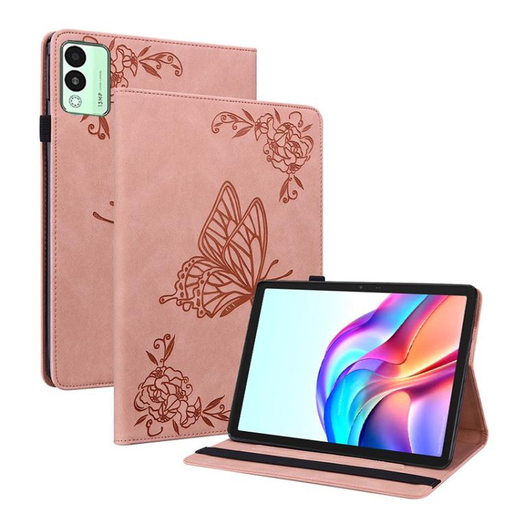 For Tecno Megapad 11 Butterfly Flower Embossed Leather Tablet Case(Rose Gold) - Others by PMC TechLife | Online Shopping South Africa | PMC TechLife | Buy Now Pay Later Mobicred