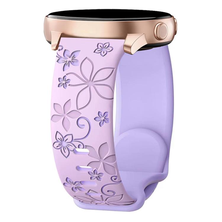20mm Two Color Bauhinia Embossed Silicone Watch Band(Lavender+Violet) - free shipping - PMc TechLife - Order now!