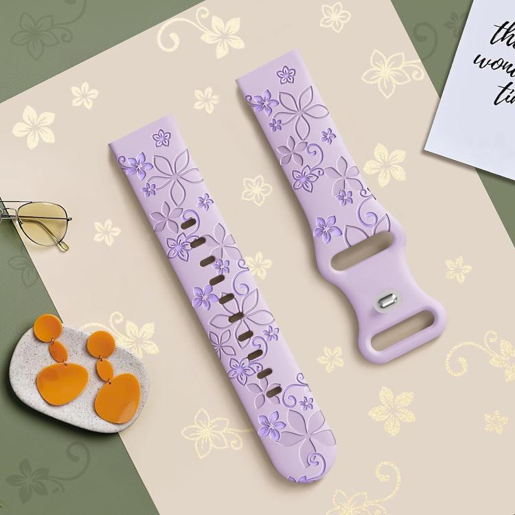 20mm Two Color Bauhinia Embossed Silicone Watch Band(Lavender+Violet) - free shipping - PMc TechLife - Order now!