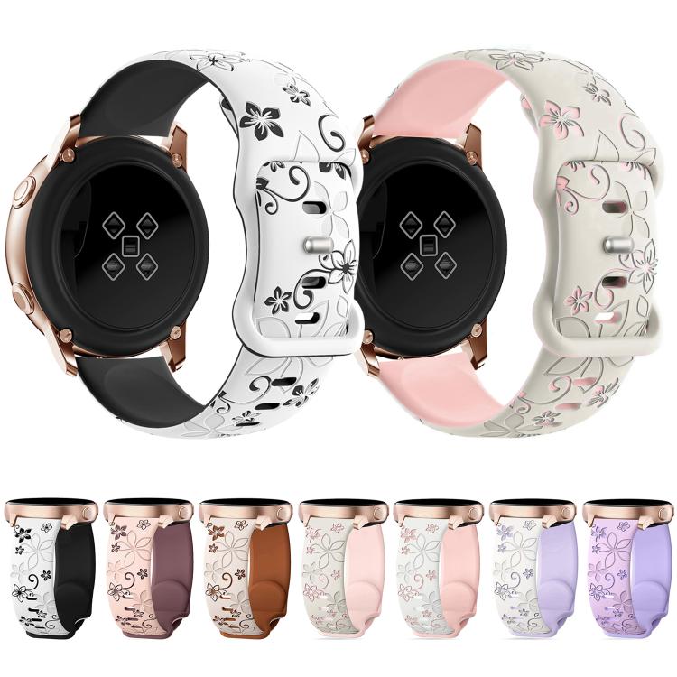20mm Two Color Bauhinia Embossed Silicone Watch Band(Starlight Pink) - 20mm Bands by PMc TechLife | Online Shopping South Africa | PMc TechLife | Buy Now Pay Later Mobicred