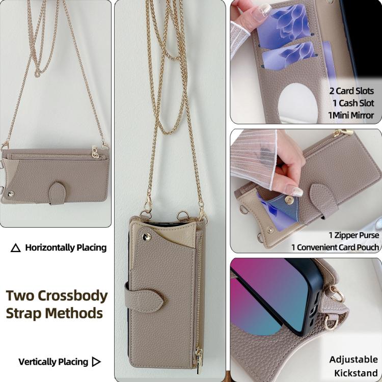 For Nokia G42 / G310 Crossbody Chain Fishtail Litchi Leather Phone Case(Grey) - Nokia Cases by PMC TechLife | Online Shopping South Africa | PMC TechLife | Buy Now Pay Later Mobicred