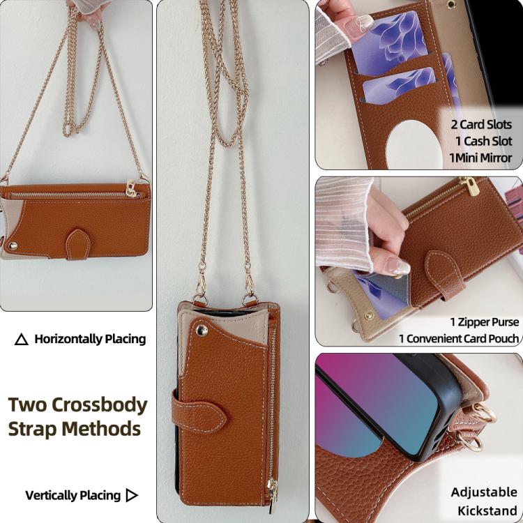 For Google Pixel 8 Crossbody Chain Fishtail Litchi Leather Phone Case(Brown) - Google Cases by PMC TechLife | Online Shopping South Africa | PMC TechLife | Buy Now Pay Later Mobicred