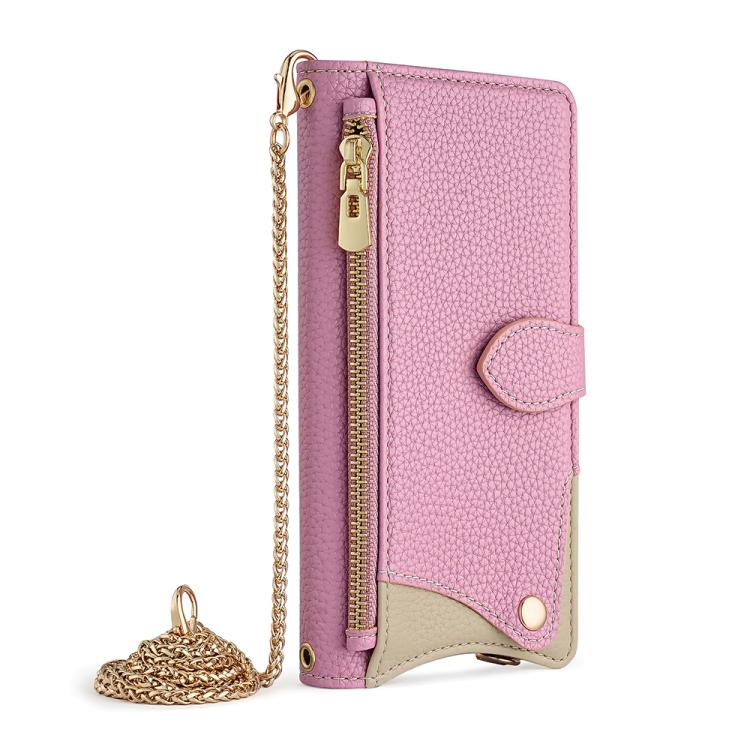 For Google Pixel 8 Crossbody Chain Fishtail Litchi Leather Phone Case(Pink) - Google Cases by PMC TechLife | Online Shopping South Africa | PMC TechLife | Buy Now Pay Later Mobicred