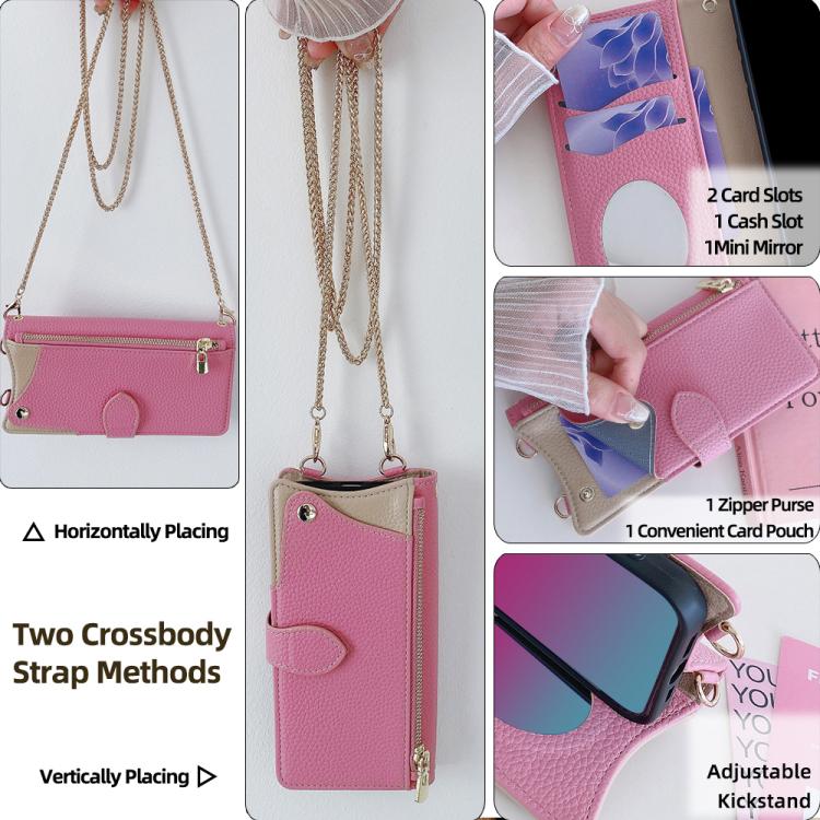 For Google Pixel 8 Crossbody Chain Fishtail Litchi Leather Phone Case(Pink) - Google Cases by PMC TechLife | Online Shopping South Africa | PMC TechLife | Buy Now Pay Later Mobicred