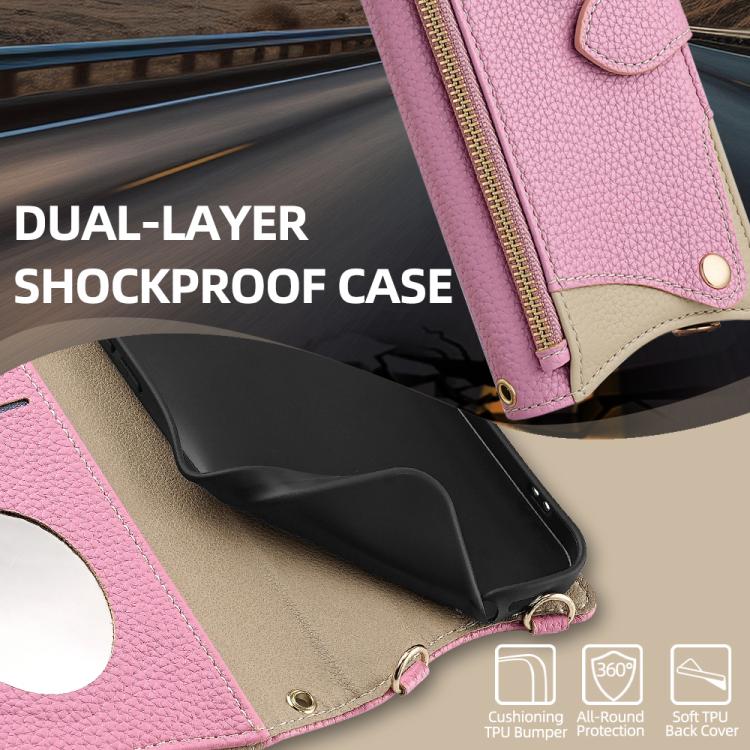 For Google Pixel 8 Crossbody Chain Fishtail Litchi Leather Phone Case(Pink) - Google Cases by PMC TechLife | Online Shopping South Africa | PMC TechLife | Buy Now Pay Later Mobicred