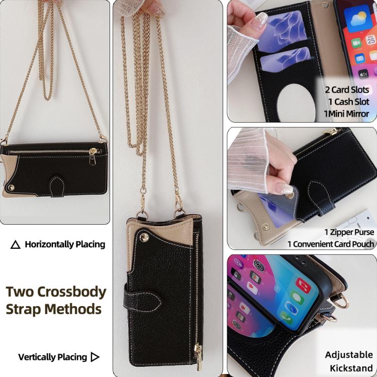 For Motorola Edge 50 Pro Crossbody Chain Fishtail Litchi Leather Phone Case(Black) - Motorola Cases by PMC TechLife | Online Shopping South Africa | PMC TechLife | Buy Now Pay Later Mobicred
