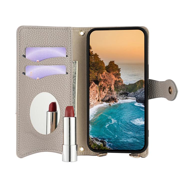 For Huawei Pura 70 Crossbody Chain Fishtail Litchi Leather Phone Case(Grey) - Huawei Cases by PMC TechLife | Online Shopping South Africa | PMC TechLife | Buy Now Pay Later Mobicred