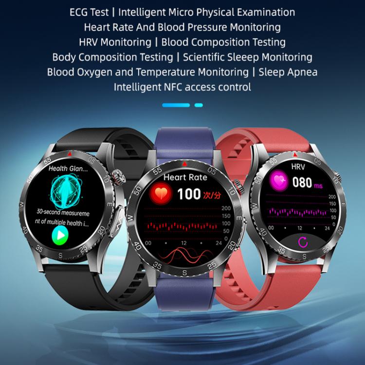 H9 1.43 inch Leather Strap ECG Smart Watch Supports Bluetooth Calls/Smart Voice Assistant(Black) - free shipping - PMC TechLife - Order now!