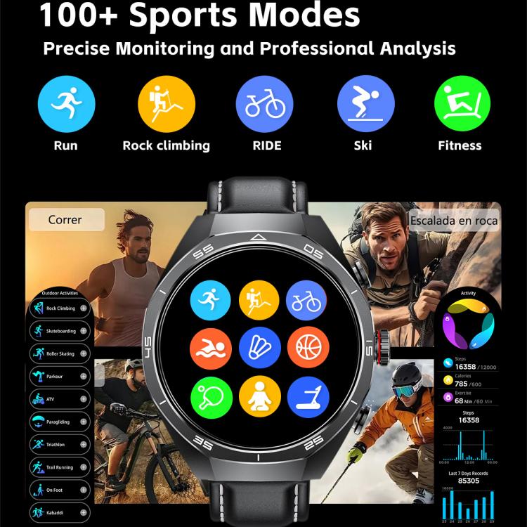GT97 1.53 inch Round Screen 2 in 1 Bluetooth Earphone Silicone Strap Smart Watch Supports Bluetooth Calls(Black) - free shipping - PMC TechLife - Order now!