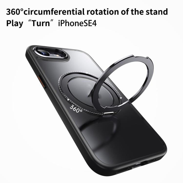 For iPhone 16e Frosted 360 Degree MagSafe Magnetic Holder Phone Case(Grey) - iPhone 16e Cases by PMC TechLife | Online Shopping South Africa | PMC TechLife | Buy Now Pay Later Mobicred