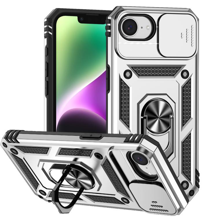 For iPhone 16e Sliding Camshield Holder Phone Case(Silver) - iPhone 16e Cases by PMC TechLife | Online Shopping South Africa | PMC TechLife | Buy Now Pay Later Mobicred