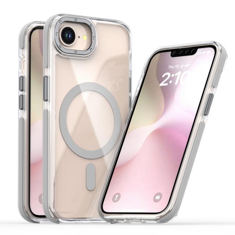 For iPhone 16e Dual-Color Clear Acrylic Hybrid TPU MagSafe Phone Case(Grey) - iPhone 16e Cases by PMC TechLife | Online Shopping South Africa | PMC TechLife | Buy Now Pay Later Mobicred