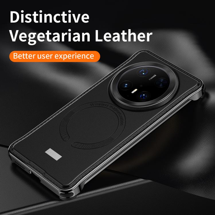 For Huawei Mate 70 Metal Frameless MagSafe Leather Phone Case(Black) - Huawei Cases by PMC TechLife | Online Shopping South Africa | PMC TechLife | Buy Now Pay Later Mobicred