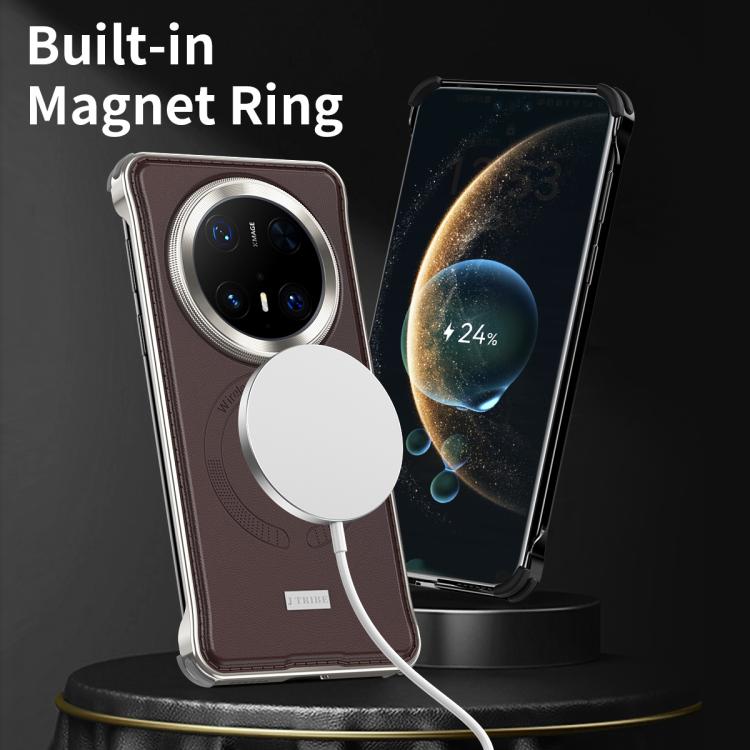 For Huawei Mate 70 Metal Frameless MagSafe Leather Phone Case(Brown) - Huawei Cases by PMC TechLife | Online Shopping South Africa | PMC TechLife | Buy Now Pay Later Mobicred