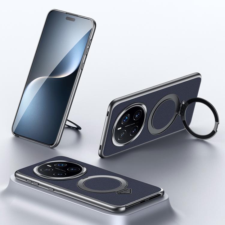 For Honor Magic7 Pro SULADA Top Grain Leather MagSafe Magnetic Holder Phone Case(Blue) - Honor Cases by SULADA | Online Shopping South Africa | PMC TechLife | Buy Now Pay Later Mobicred