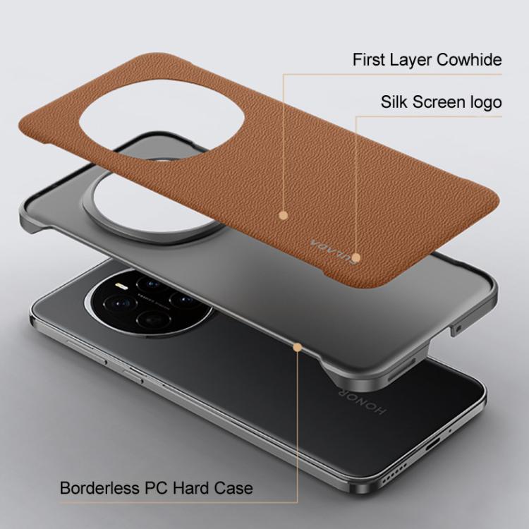 For Honor Magic7 Pro SULADA Frameless Top Layer Cowhide Leather Hybrid PC Phone Case(White) - Honor Cases by SULADA | Online Shopping South Africa | PMC TechLife | Buy Now Pay Later Mobicred