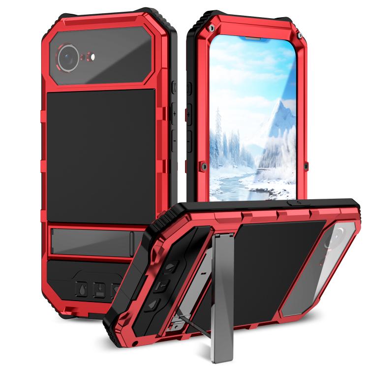 For iPhone 16e IP68 Waterproof Dustproof Shockproof Holder Phone Case(Red) - iPhone 16e Cases by PMC TechLife | Online Shopping South Africa | PMC TechLife | Buy Now Pay Later Mobicred
