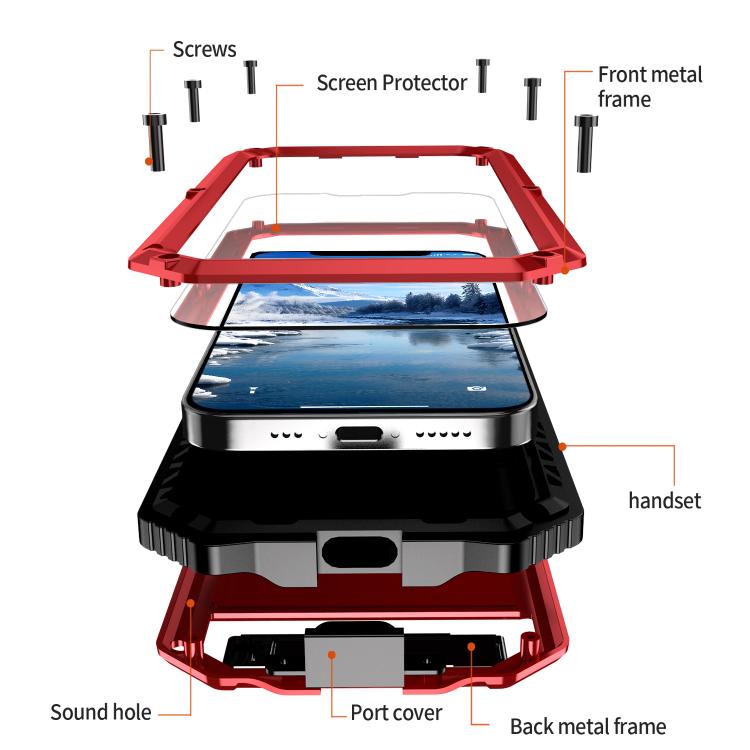 For iPhone 16e IP68 Waterproof Dustproof Shockproof Holder Phone Case(Red) - iPhone 16e Cases by PMC TechLife | Online Shopping South Africa | PMC TechLife | Buy Now Pay Later Mobicred