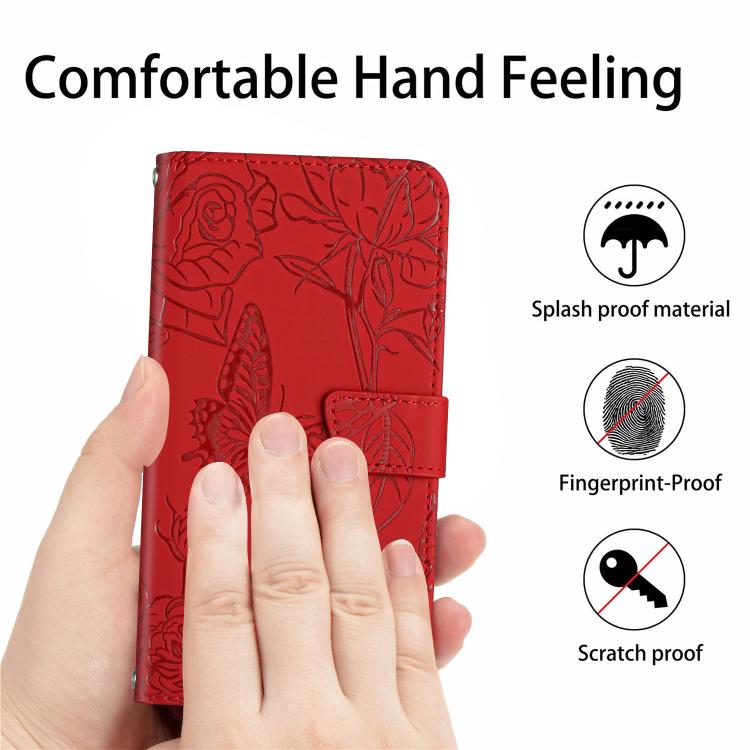 For Tecno Spark 40C Skin Feel Butterfly Embossed Flip Leather Phone Case(Red) - free shipping - PMC TechLife - Order now!