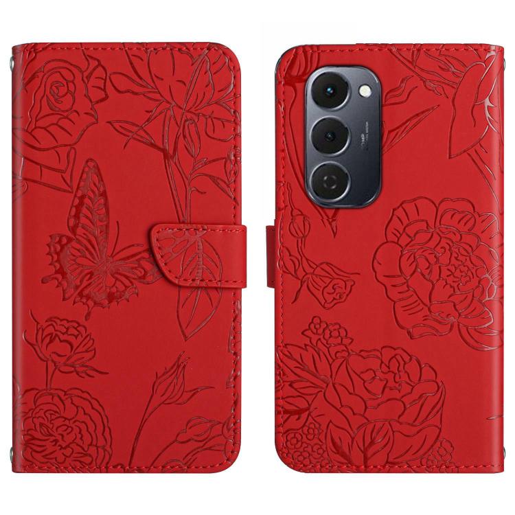 For Tecno Spark 40 Pro+ 4G Skin Feel Butterfly Embossed Flip Leather Phone Case(Red) - free shipping - PMC TechLife - Order now!